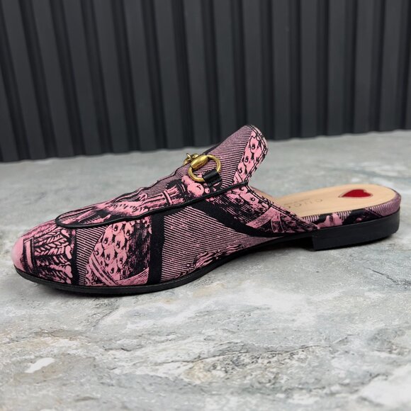Gucci Princetown ST Romain Horsebit Satin Mule Slippers Fabric 6.5 US 36.5 EUR - Picture 7 of 13